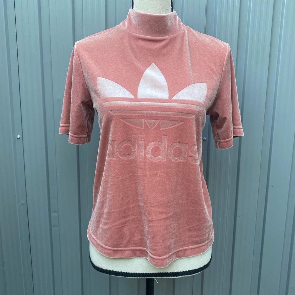 Adidas Pink Velvet Vibes Mock Neck Top